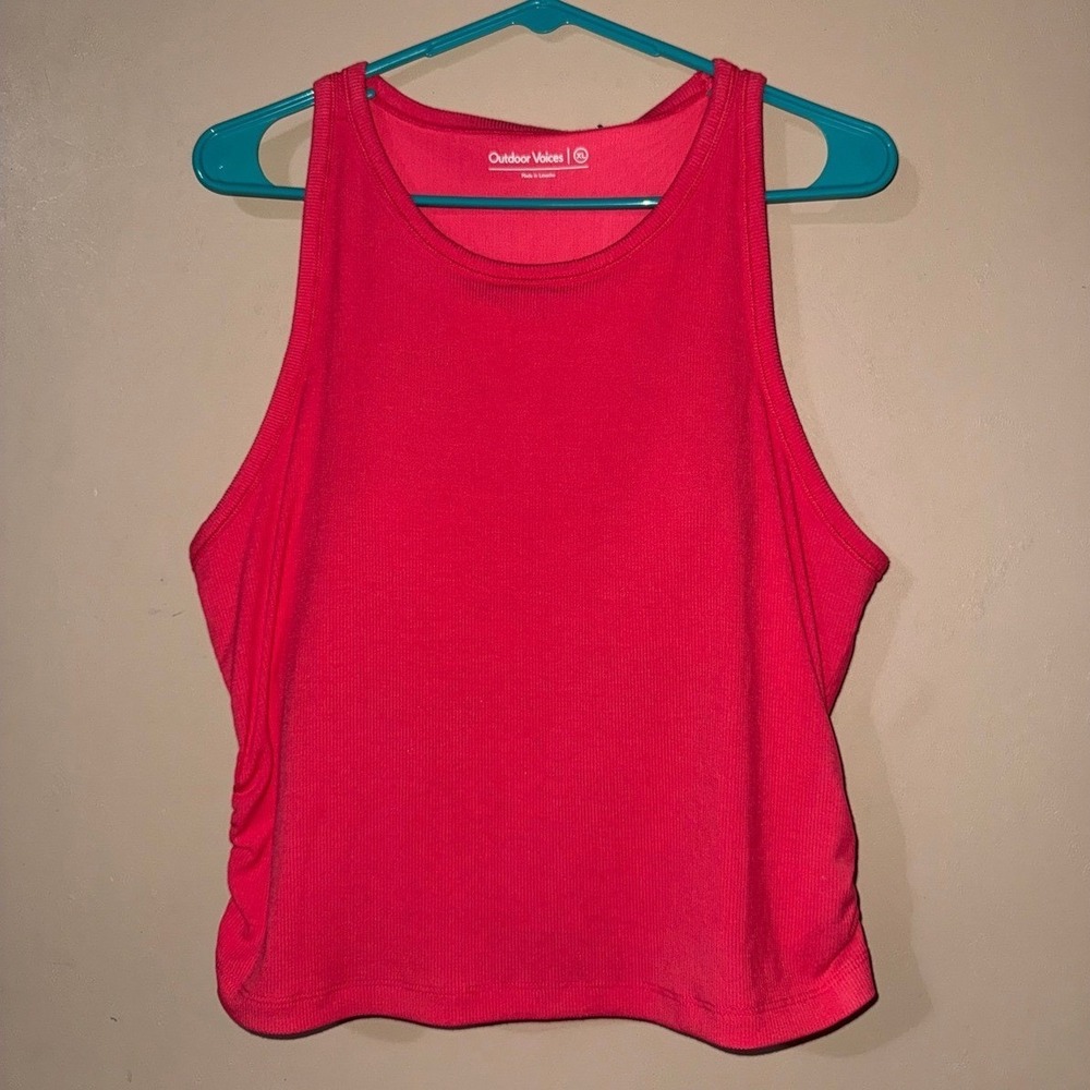 Outdoor Voices OV113W Rib Knit Tank Women's XL Petunia Pink Shelf‎ Bra NWT